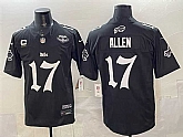 Men's Buffalo Bills #17 Josh Allen Black 2025 F.U.S.E. 'Gothic Cold Front Edition' With Farewell Patch & 4-Star C Patch Vapor Limited Stitched Jersey,baseball caps,new era cap wholesale,wholesale hats