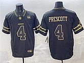 Men's Dallas Cowboys #4 Dak Prescott Black Gold 2025 F.U.S.E. 94 Marshawn Kneeland Memorial Patch Vapor Limited Stitched Jersey,baseball caps,new era cap wholesale,wholesale hats