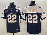 Men's Dallas Cowboys #22 Emmitt Smith Navy F.U.S.E. With John Madden Patch & Established In 1960 Patch Thanksgiving Vapor Limited Stitched Jersey,baseball caps,new era cap wholesale,wholesale hats