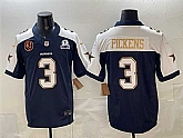 Men's Dallas Cowboys #3 George pickens Navy F.U.S.E. With John Madden Patch & Established In 1960 Patch Thanksgiving Vapor Limited Stitched Jersey,baseball caps,new era cap wholesale,wholesale hats