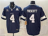 Men's Dallas Cowboys #4 Dak Prescott Navy F.U.S.E. With 5x Super Bowl Champions & Established In 1960 Patch Vapor Limited Stitched Jersey,baseball caps,new era cap wholesale,wholesale hats