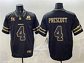 Men's Dallas Cowboys #4 Dak Prescott Black Gold 2025 F.U.S.E. With 5x Super Bowl Champions & Established In 1960 Patch Vapor Limited Stitched Jersey,baseball caps,new era cap wholesale,wholesale hats