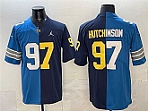 Men's Detroit Lions X Wolverines #97 Aidan Hutchinson Blue Navy Split Vapor Limited Stitched Jersey,baseball caps,new era cap wholesale,wholesale hats