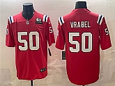 Men's New England Patriots #50 Mike Vrabel Red With 6x Super Bowl Champions Patch Vapor Limited Stitched Jersey,baseball caps,new era cap wholesale,wholesale hats