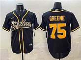 Men's Pittsburgh Steelers #75 Joe Greene Black With Patch Cool Base Stitched Baseball Jersey,baseball caps,new era cap wholesale,wholesale hats