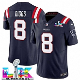 Men's New England Patriots #8 Stefon Diggs Navy 2025 F.U.S.E. Super Bowl LX Patch Vapor Limited Stitched Jersey,baseball caps,new era cap wholesale,wholesale hats