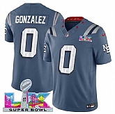 Men's New England Patriots #0 Christian Gonzalez Storm Blue 2025 F.U.S.E. Super Bowl LX Patch 'Rivalries' Vapor Limited Stitched Jersey,baseball caps,new era cap wholesale,wholesale hats