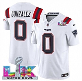 Men's New England Patriots #0 Christian Gonzalez White 2025 F.U.S.E. Super Bowl LX Patch Vapor Limited Stitched Jersey,baseball caps,new era cap wholesale,wholesale hats