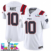 Men's New England Patriots #10 Drake Maye White 2025 F.U.S.E. Super Bowl LX Patch Vapor Limited Stitched Jersey,baseball caps,new era cap wholesale,wholesale hats
