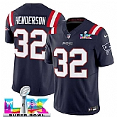 Men's New England Patriots #32 TreVeyon Henderson Navy 2025 F.U.S.E. Super Bowl LX Patch Limited Stitched Jersey,baseball caps,new era cap wholesale,wholesale hats