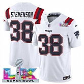 Men's New England Patriots #38 Rhamondre Stevenson White 2025 F.U.S.E. Super Bowl LX Patch Vapor Limited Stitched Jersey,baseball caps,new era cap wholesale,wholesale hats