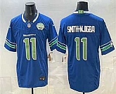 Men's Seattle Seahawks #11 Jaxon Smith-Njigba Royal FUSE 2025 NFC West Champions Patch Limited Stitched Jersey,baseball caps,new era cap wholesale,wholesale hats