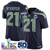 Men's Seattle Seahawks #21 Devon Witherspoon Navy 2025 F.U.S.E. Super Bowl LX Patch And 50th Season Patch Vapor Limited Stitched Jersey,baseball caps,new era cap wholesale,wholesale hats