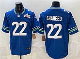 Men's Seattle Seahawks #22 Rashid Shaheed Royal 2025 F.U.S.E. Super Bowl LX Patch Vapor Throwback Limited Stitched Jersey,baseball caps,new era cap wholesale,wholesale hats