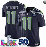 Men's Seattle Seahawks #11 Jaxon Smith-Njigba Navy 2025 F.U.S.E. Super Bowl LX Patch And 50th Season Patch Vapor Limited Stitched Jersey,baseball caps,new era cap wholesale,wholesale hats