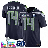 Men's Seattle Seahawks #14 Sam Darnold Navy 2025 F.U.S.E. Super Bowl LX Patch And 50th Season Patch Vapor Limited Stitched Jersey,baseball caps,new era cap wholesale,wholesale hats