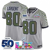 Men's Seattle Seahawks #80 Steve Largent Gray 2025 F.U.S.E. Super Bowl LX Patch And 50th Season Patch 'Rivalries' Vapor Limited Stitched Jersey,baseball caps,new era cap wholesale,wholesale hats