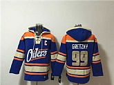 Men's Edmonton Oilers #99 Wayne Gretzky Blue Lace-Up Pullover Hoodie,baseball caps,new era cap wholesale,wholesale hats