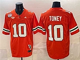 Men's Miami Hurricanes #10 Malachi Toney Orange F.U.S.E. Fiesta Bowl Champions & Florida Patch Stitched Football Jersey,baseball caps,new era cap wholesale,wholesale hats