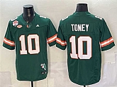Men's Miami Hurricanes #10 Malachi Toney Green F.U.S.E. Fiesta Bowl Champions & Florida Patch Stitched Football Jersey,baseball caps,new era cap wholesale,wholesale hats