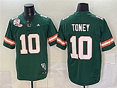 Men's Miami Hurricanes #10 Malachi Toney Green F.U.S.E. The Fiesta Bowl Champions & Florida Patch Stitched Football Jersey,baseball caps,new era cap wholesale,wholesale hats