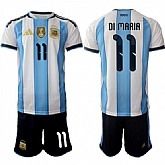 Men's Argentina #11 angel Fabian Di Maria White Blue 2025-26 Home Soccer Jersey Suit,baseball caps,new era cap wholesale,wholesale hats