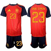 Men's Spain Team #23 Unai Simon 2025-26 Red Home Soccer Jersey Suit,baseball caps,new era cap wholesale,wholesale hats