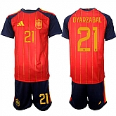 Men's Spain Team #21 Mikel Oyarzabal 2025-26 Red Home Soccer Jersey Suit,baseball caps,new era cap wholesale,wholesale hats