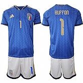 Men's Italy #1 Gianluigi Buffon 2025-26 Blue Home Soccer Jersey Suit,baseball caps,new era cap wholesale,wholesale hats