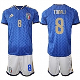 Men's Italy #8 Sandro Tonali 2025-26 Blue Home Soccer Jersey Suit,baseball caps,new era cap wholesale,wholesale hats
