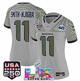 Women's Seattle Seahawks #11 Jaxon Smith-Njigba Gray 2025 F.U.S.E. Super Bowl LX & US 250th anniversary Patch And 50th Season Patch Rivalries Vapor Limited Stitched Jersey,baseball caps,new era cap wholesale,wholesale hats