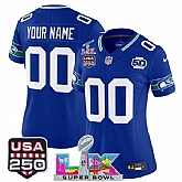 Women's Seattle Seahawks Active Player Custom Royal 2025 F.U.S.E. Super Bowl LX Patch And 50th Season & USA 250' Patch Vapor Throwback Limited Stitched Jersey,baseball caps,new era cap wholesale,wholesale hats