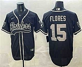 Men's Las Vegas Raiders #15 Tom Flores Black Cool Base Stitched Baseball Stitched Jersey,baseball caps,new era cap wholesale,wholesale hats