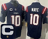 Men's New England Patriots #10 Drake Maye Limited Navy Captain Patch FUSE Vapor Stitched Jersey,baseball caps,new era cap wholesale,wholesale hats