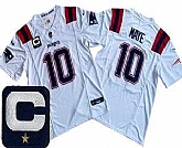 Men's New England Patriots #10 Drake Maye Limited White Captain Patch FUSE Vapor Stitched Jersey,baseball caps,new era cap wholesale,wholesale hats