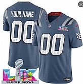 Men's New England Patriots Active Player Custom Storm Blue 2025 F.U.S.E. Super Bowl LX Patch 'Rivalries' Vapor Limited Stitched Jersey,baseball caps,new era cap wholesale,wholesale hats
