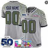 Men's Seattle Seahawks Active Player Custom Gray 2025 F.U.S.E. Super Bowl LX Patch And 50th Season Patch 'Rivalries' Vapor Limited Stitched Jersey,baseball caps,new era cap wholesale,wholesale hats