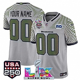 Men's Seattle Seahawks Active Player Custom Gray 2025 F.U.S.E. Super Bowl LX & US 250th anniversary Patch And 50th Season Patch 'Rivalries' Vapor Limited Stitched Jersey,baseball caps,new era cap wholesale,wholesale hats