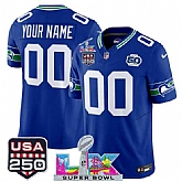 Men's Seattle Seahawks Active Player Custom Royal 2025 F.U.S.E. Super Bowl LX & US 250th anniversary Patch And 50th Season Patch Vapor Throwback Limited Stitched Jersey,baseball caps,new era cap wholesale,wholesale hats