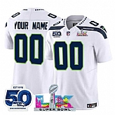 Men's Seattle Seahawks Active Player Custom White 2025 F.U.S.E. Super Bowl LX Patch And 50th Season Patch Vapor Limited Stitched Jersey,baseball caps,new era cap wholesale,wholesale hats