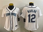Women's Seattle Mariners #12 Josh Naylor White Cool Base Stitched Jersey,baseball caps,new era cap wholesale,wholesale hats
