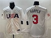 Men's USA #3 Bryce Harper White World Baseball Classic Stitched Jersey,baseball caps,new era cap wholesale,wholesale hats