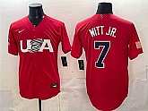 Men's USA #7 Bobby Witt Jr. Red World Baseball Classic Stitched Jersey,baseball caps,new era cap wholesale,wholesale hats