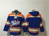Men's Edmonton Oilers #29 Leon Draisaitl Blue Lace-Up Pullover Hoodie,baseball caps,new era cap wholesale,wholesale hats