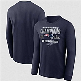 Men's New England Patriots Navy 2025 AFC Champions Team Nation Long Sleeve T-Shirt,baseball caps,new era cap wholesale,wholesale hats