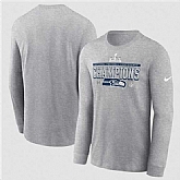 Men's Seattle Seahawks Heather Gray 2025 NFC Champions Locker Room Trophy Collection Long Sleeve T-Shirt,baseball caps,new era cap wholesale,wholesale hats