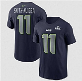 Men's Seattle Seahawks #11 Jaxon Smith-Njigba College Navy 2025 Super Bowl LX Patch Name & Number T-Shirt,baseball caps,new era cap wholesale,wholesale hats