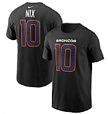 Men's Denver Broncos #10 Bo Nix Black Carbon Name & Number T-Shirt,baseball caps,new era cap wholesale,wholesale hats