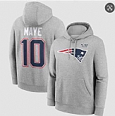 Men's New England Patriots #10 Drake Maye Heather Gray 2025 Super Bowl LX Patch Name & Number Hoodie,baseball caps,new era cap wholesale,wholesale hats
