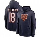 Nike Men's Chicago Bears #18 Caleb Williams Navy Pullover Hoodie,baseball caps,new era cap wholesale,wholesale hats